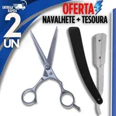 KIT NAVALHA CABO PLÁSTICO  + TESOURA PROFISSIONAL  6´´ PREMIUM