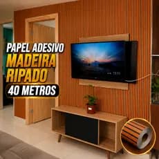 Papel Parede Adesivo 10/20/30/40m Ripado Impermeável Sala Fácil de aplicar Resistente Quarto Cozinha