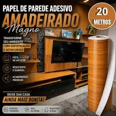 Papel Adesivo Parede 10 e 20M Madeira Magno Premium Impermeável Sala Quarto Cozinha moveis