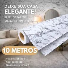 Papel Parede Adesivo 10m Marmore Branco Lavavel Impermeável Cozinha Resistente Quarto Antimofo
