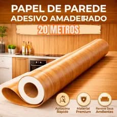Papel Adesivo Parede 20m Madeira Magno Resistente a Agua e Calor Sala Quarto Impermeável Cozinha