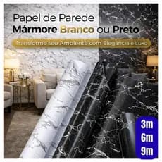 Papel de Parede Mármore 3m 6m 9m Branco Ou Preto Autocolante Adesivo Impermeável Cozinha Sala Móveis