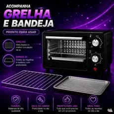 Forno Elétrico Pequeno 9 Litros com Temperatura Ajustável até 230°C