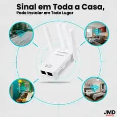 Repetidor WiFi 4 Antenas 2.4GHz 300Mbps Ideal para Casa e Escritório
