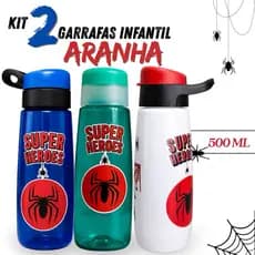 Kit 2 Garrafas Aranha Infantil 500ML | Livre BPA Tampa Segura Escolar Brindes Prendas
