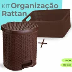 Kit Lixeira de Ambientes 6 Litros + Cesto Organizador de Guarda Roupas 4 Litros