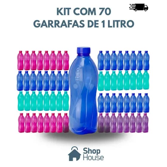 Kit C/70 Garrafas de Plástico de 1L Monâco - ATACADO