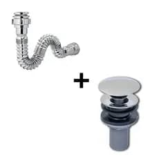 Kit Lopazzi Válvula Inox + Sifão Inox para Cuba Pia Lavatório Banheiro Cozinha