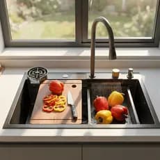 Cuba Lopazzi cozinha gourmet pia aço inox acessórios Lava Copo Torneira monocomando misturador quente frio