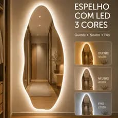 Espelho Orgânico 150x60 Grande Lapidado Sem Moldura Para Quarto Closet Sala Hall Corpo Inteiro