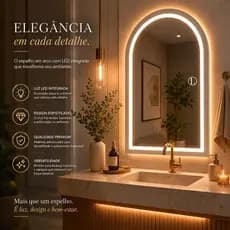 Espelho Lopazzi Oval Jateado 3 Cores De Led Botão Touch 90x60cm para Maquiagem