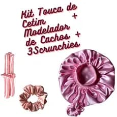Touca de Cetim + Modelador de Cachos + 3 Scrunchies