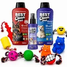 Kit Completo de Shampoo Condicionador Filhotes Pet com Perfume e Brinquedo