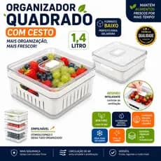 Organizador Elegance 1,4L com Cesta Removível Plastutti | Escolha 1, 2 ou 4 Unidades