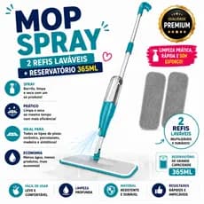 Kit Mop Spray com Reservatório 365ml + 2 Refis Microfibra Laváveis