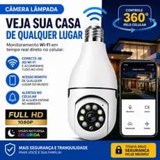 Câmera Lâmpada WiFi 360 Full HD 1080p Visão Noturna IP Segurança Vigilância Áudio Bivolt