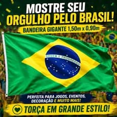 Bandeira do Brasil Grande 1,50x0,90m Gigante Copa do Mundo Torcida Decoração Poliéster