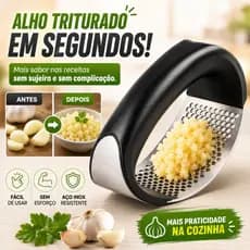 Espremedor de Alho Inox Amassador Manual Ergonômico Triturador de Temperos Fácil de Limpar