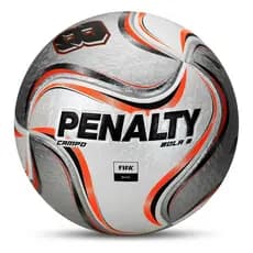 Bola Campo Penalty 8 XXV Design Exclusivo / Cor Prata/Laranja / Futebol Campo Profissional Tamanho 5 Selo FIFA