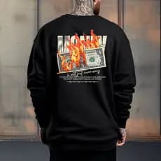Blusa de Frio Careca Moletom Conforto e Qualidade Estampa Money Fire