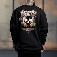 Moletom Gola Redonda Careca Tecido Em Algodão Estampado Caveira