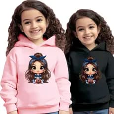 Moletom Infantil Menina Kit 2 Blusas Moletom 2 aos 14 estampado com capuz Blusa de Frio