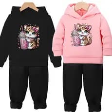 Conjunto Abrigo Moletom Infantil Menina Kit 2 Conjuntos Infantis com capuz Reforçado