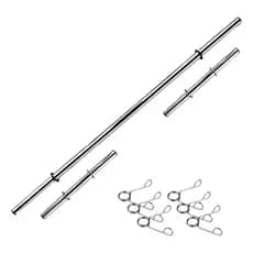 Kit Barra Oca Cromada 120cm + 2 Barras Ocas 40cm 25,4mm com 6 Presilhas 2 Voltas Musculação