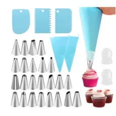 24 PÇS Conjunto De Saco De Confeiteira De Silicone Com Bico Para Decoração Com Creme / Confeitaria / Açúcar