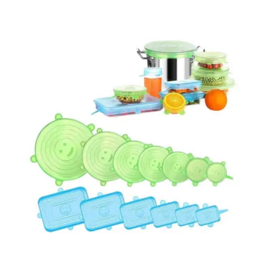 12 Peças Tampas Panela Silicone Universal Reutilizável Elástica Tampas Silicone Rotundidade