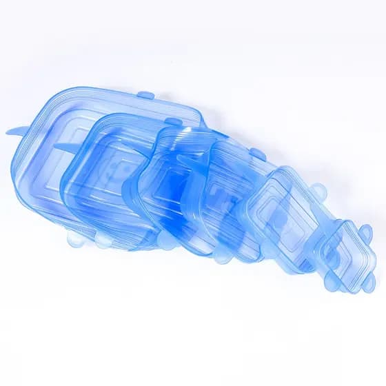 Cozinha kit 6 Tampas Quadrado Silicone Panela Pote Universal Flexível Lavável Silicone