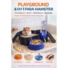 Playground 4x1 Hamster comedor piscina de areia bebedouro cores variadas