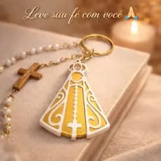 Kit 10 Chaveiros Nossa Senhora Aparecida Personalizado Lembrancinha Religiosa Batizado