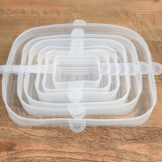 18 Quadrado Tampas Tampa Silicone Elastica Reutilizável Elástica Para Potes Tapoer Panela