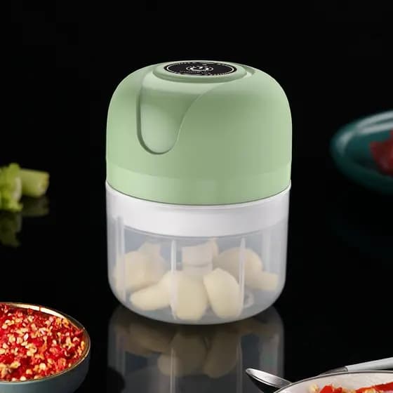 Mini Processador De Alimentos Moedor Alho Com 03 Lâminas Elétrico Sem Fio Recarregável USB Mini Processador Elétrico