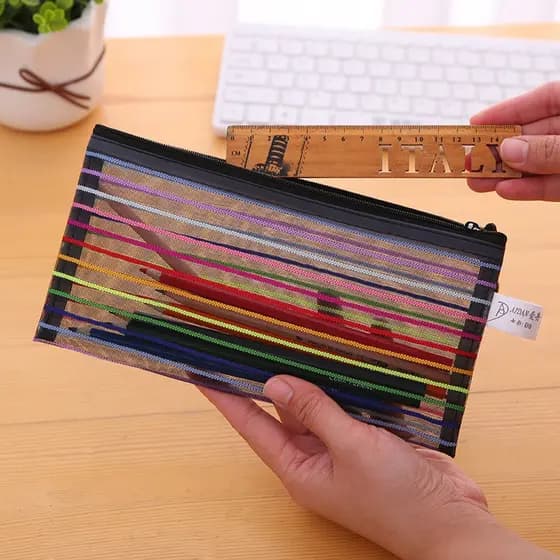 20 Peças Estojo Multiuso Bolsinha Nylon Colorido Necessaire 12x23cm Promoção