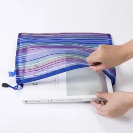Saco Nylon Mesh Pen Bag Ticket Storage Zipper Information Bag