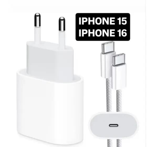 Carregador iPhone 15 16 Original  Turbo 35W Completo Cabo Tipo C Tipo C Nylon de 1m