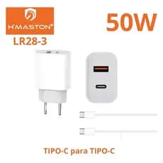 Fonte Turbo Carregador 50W Tipo C Branco Para iPhone 15 16 17