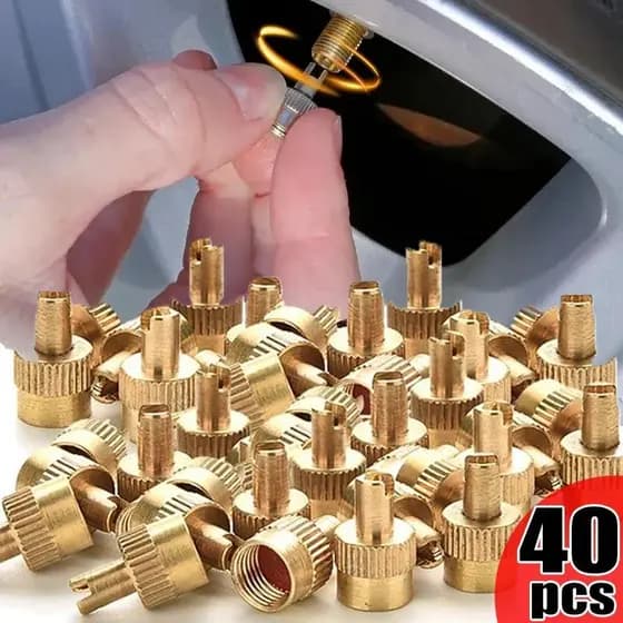 Conjunto De Tampa Da Haste Válvula Do Pneu-40 Peças Com Design De Cobre Puro Fenda , Inclui Ferramenta De Remoção Núcleo