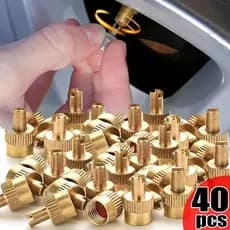Conjunto De Tampa Da Haste Válvula Do Pneu-40 Peças Com Design De Cobre Puro Fenda , Inclui Ferramenta De Remoção Núcleo