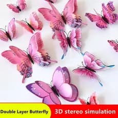 12 Adesivos De Parede Borboleta 3D Tridimensional Decoração Dupla Criativa Fundo Sala De Estar Quarto Casamento