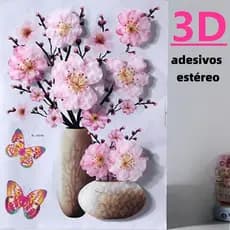 3D Tridimensional Vaso Adesivos PVC Dourado À Prova D 'Água Adesivos de Parede Casa Geladeira Decoração Adesivos