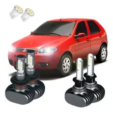 Kit Lâmpadas Ultra Led Farol Alto E Baixo Palio G3 2006 2007 H1h7 Prateado Branco-frio