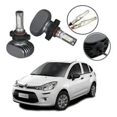 Kit Lâmpada Ultra Led Farol Milha C3 2013 2014 2015 2016 H16 Prateado Branco-frio