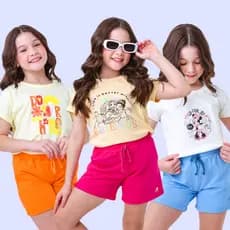 Kit Verão 6 Peças Roupas Infantil Menina 2 à 16 Anos 3 conjunto infantil menina Camiseta Short