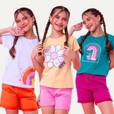 Kit conjunto juvenil menina 6 Peças Roupas Infantil Menina 2 à 16 Anos 3 conjunto infantil menina Camiseta Short