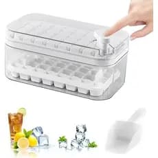 Forma De Gelo 64 Cubos Camada Dupla Recipiente C/ Tampa