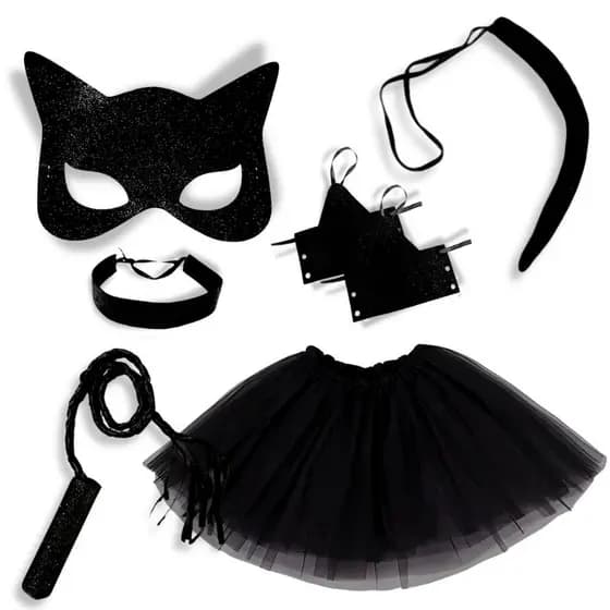Fantasia Mulher Gato Sensual Acessório Carnaval Halloween