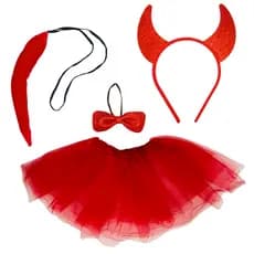 Kit Fantasia Diabinha Sensual Acessório Festa Carnaval Halloween
